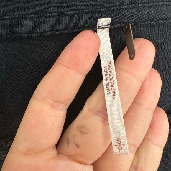 DONATE Free People Women’s Small Black Distressed Short Sleeve Tee - Picture 2 of 6